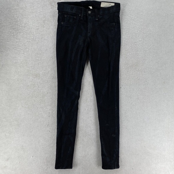 Rag & Bone Legging Jeans Size 27 Black Waxed Skinny‎ Textured Stretch Jegging - Picture 1 of 11